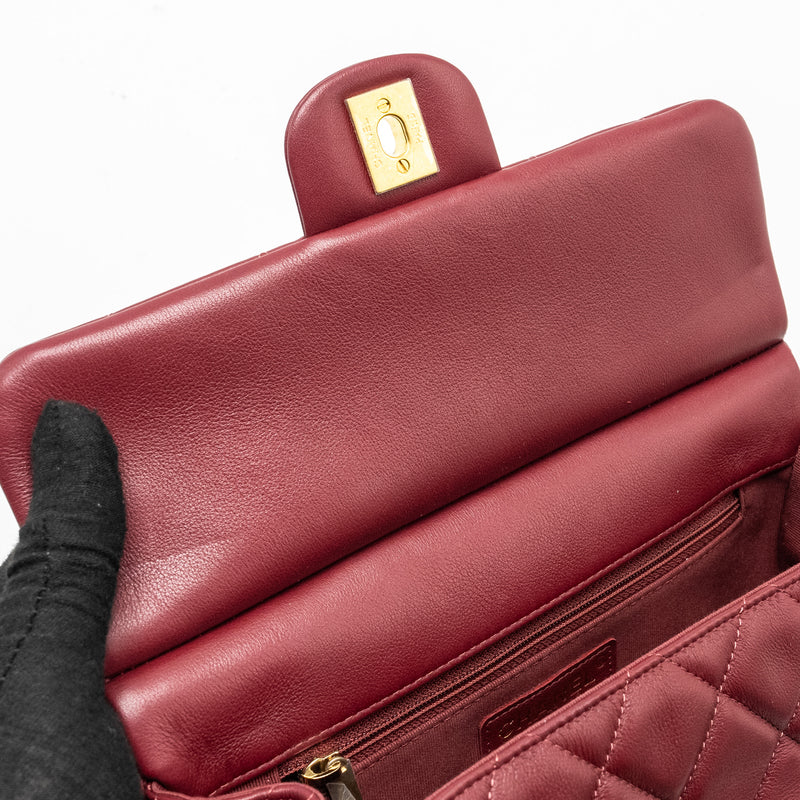 Chanel Lady Handle Bag Lambskin Burgundy GHW (Microchip)