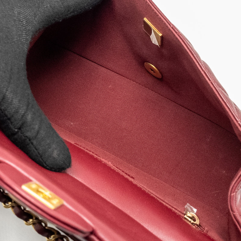 Chanel Lady Handle Bag Lambskin Burgundy GHW (Microchip)