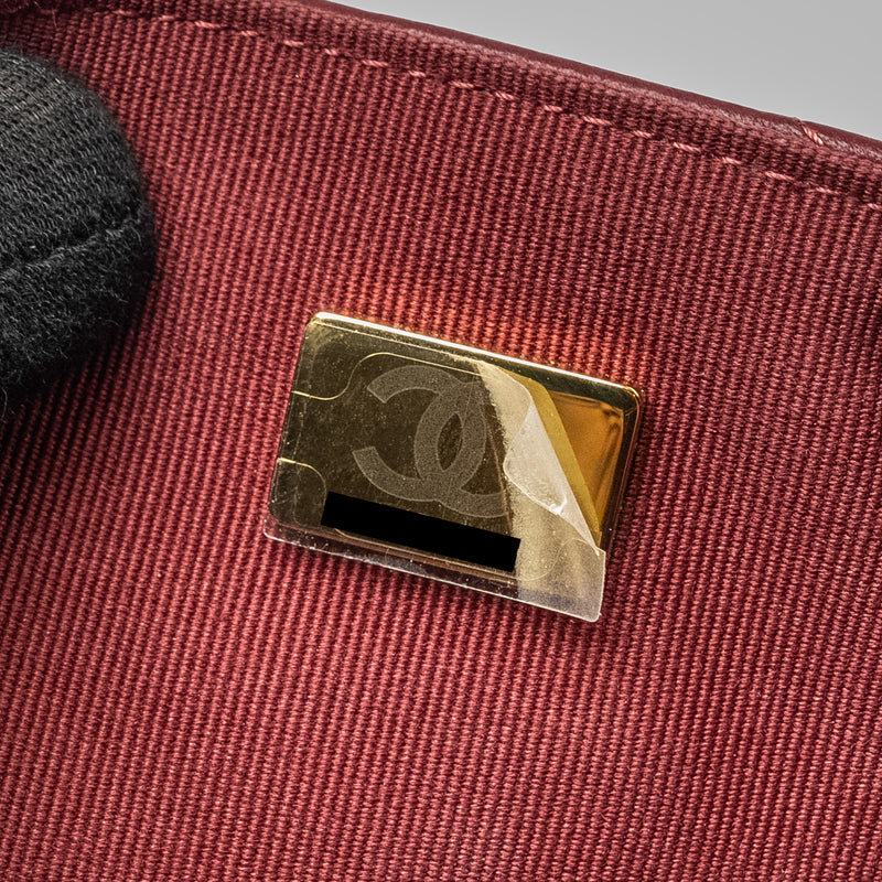 Chanel Lady Handle Bag Lambskin Burgundy GHW (Microchip)
