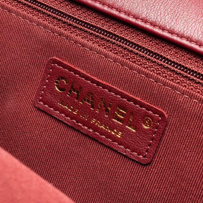 Chanel Lady Handle Bag Lambskin Burgundy GHW (Microchip)