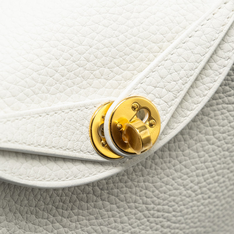 Hermes Mini Lindy Clemence New White GHW Stamp B