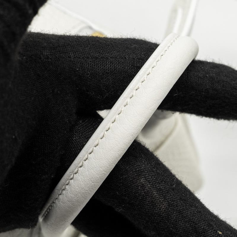 Hermes Mini Lindy Clemence New White GHW Stamp B