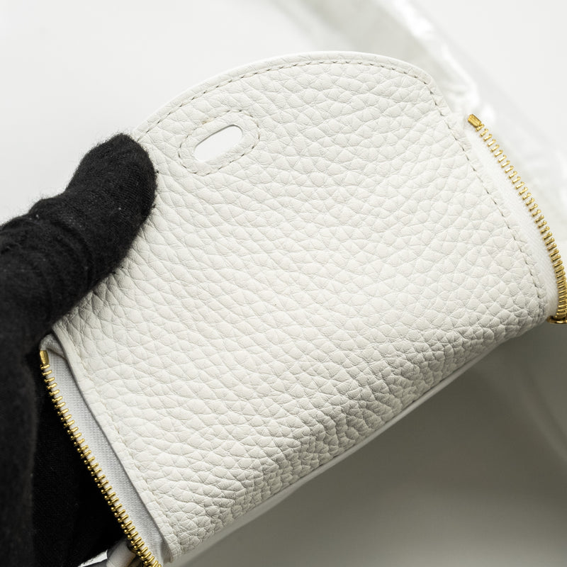 Hermes Mini Lindy Clemence New White GHW Stamp B