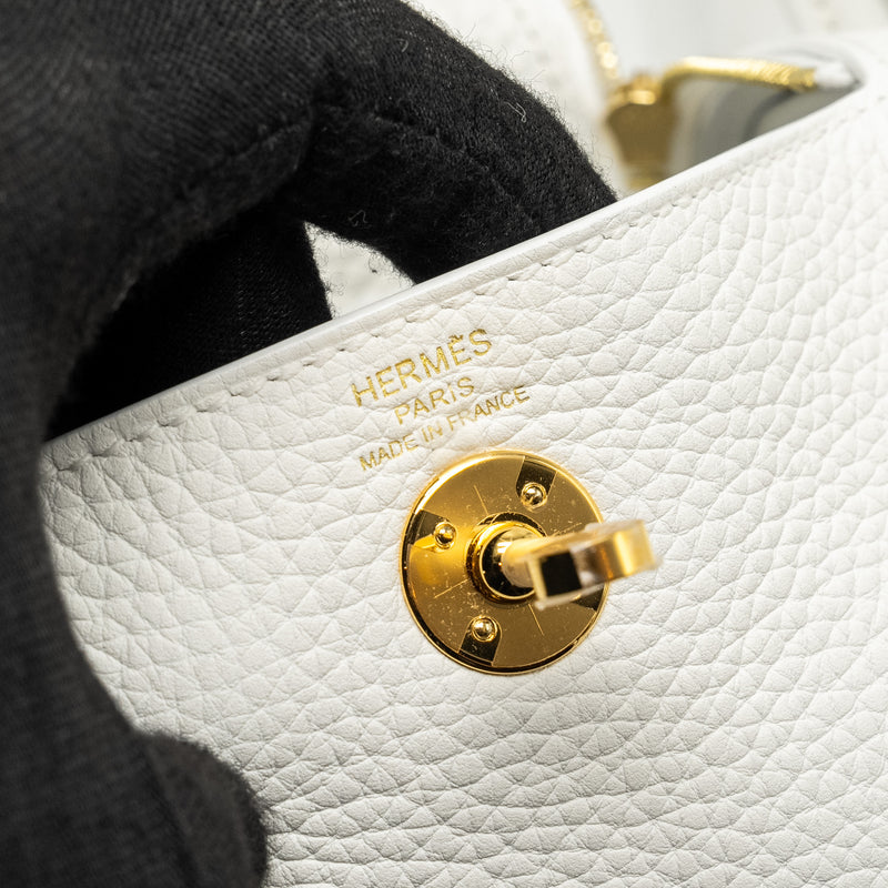 Hermes Mini Lindy Clemence New White GHW Stamp B