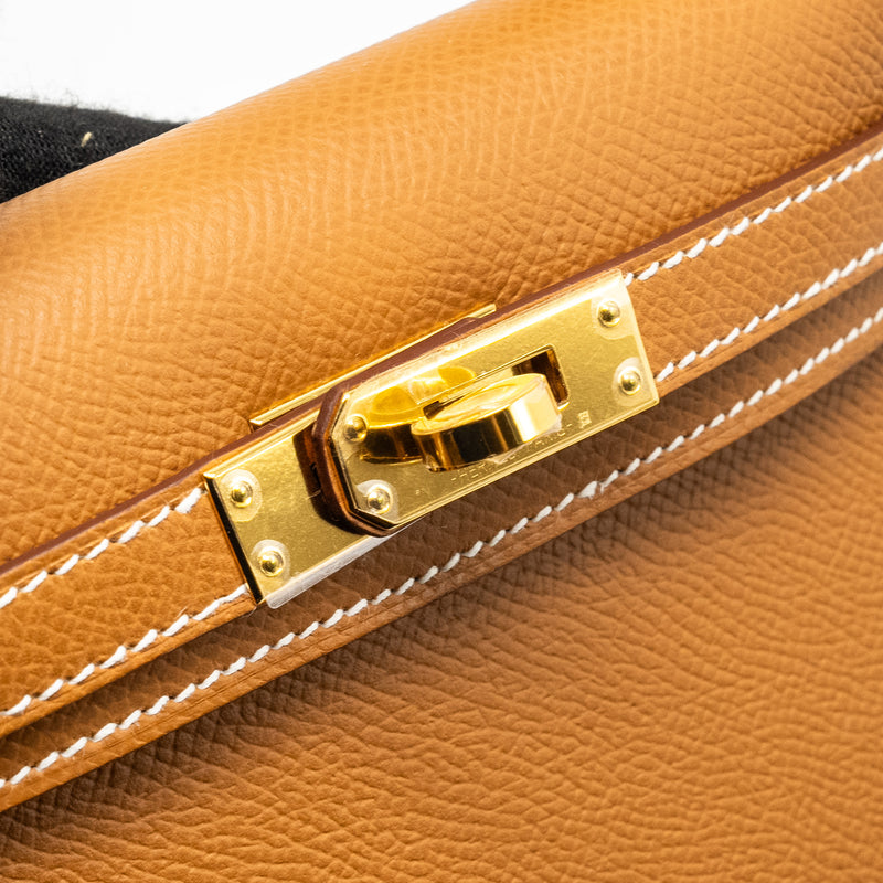 Hermes Mini Kelly II Epsom Gold GHW Stamp W