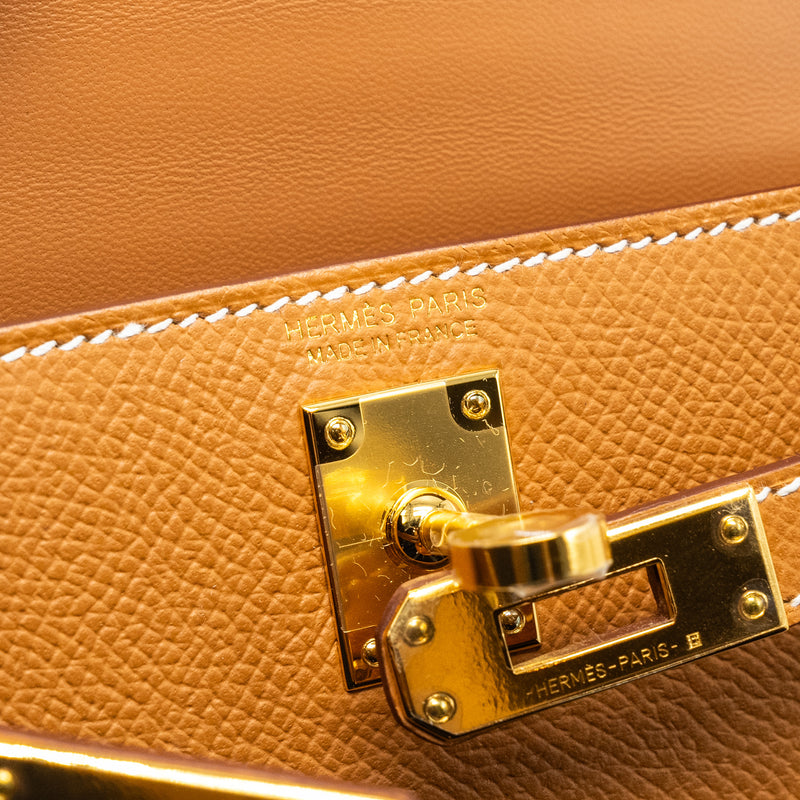 Hermes Mini Kelly II Epsom Gold GHW Stamp W
