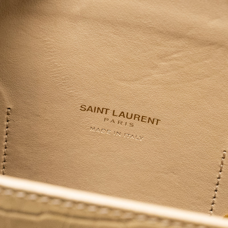 Saint Laurent /Ysl Sac De Jour Croc-Embossed Calfskin Beige GHW