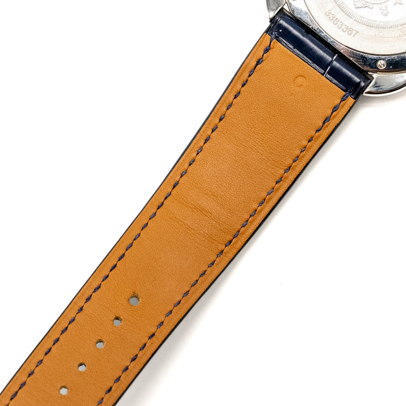 Hermes Arceau Watch, 40mm Large Model Blue-lacquered Dial with Alligator Bleu Abysse Strap