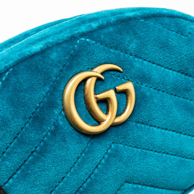 Gucci Size 65 Marmont Belt Bag Velvet Blue GHW