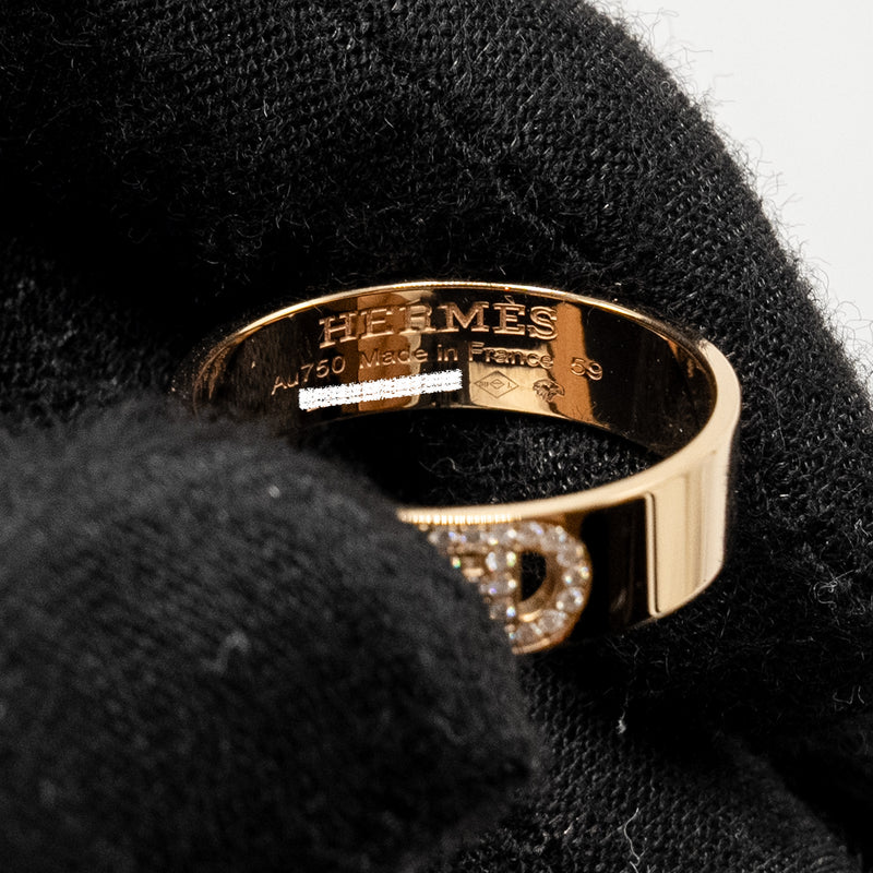 Hermes Size 59 Ancre Ring, Small Model Rose Gold, Diamonds