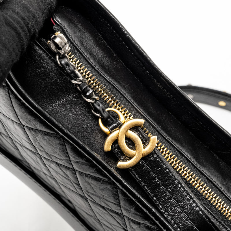 CHANEL Small Gabrielle Hobo Bag Aged Calfskin Black Multicolour Hardware