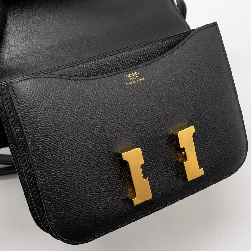 Hermes Mini Constance epsom Black GHW stamp B