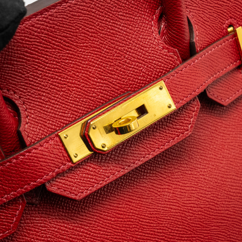 HERMES Birkin 30 Epsom Q5 Rouge Casaque GHW Stamp Square R