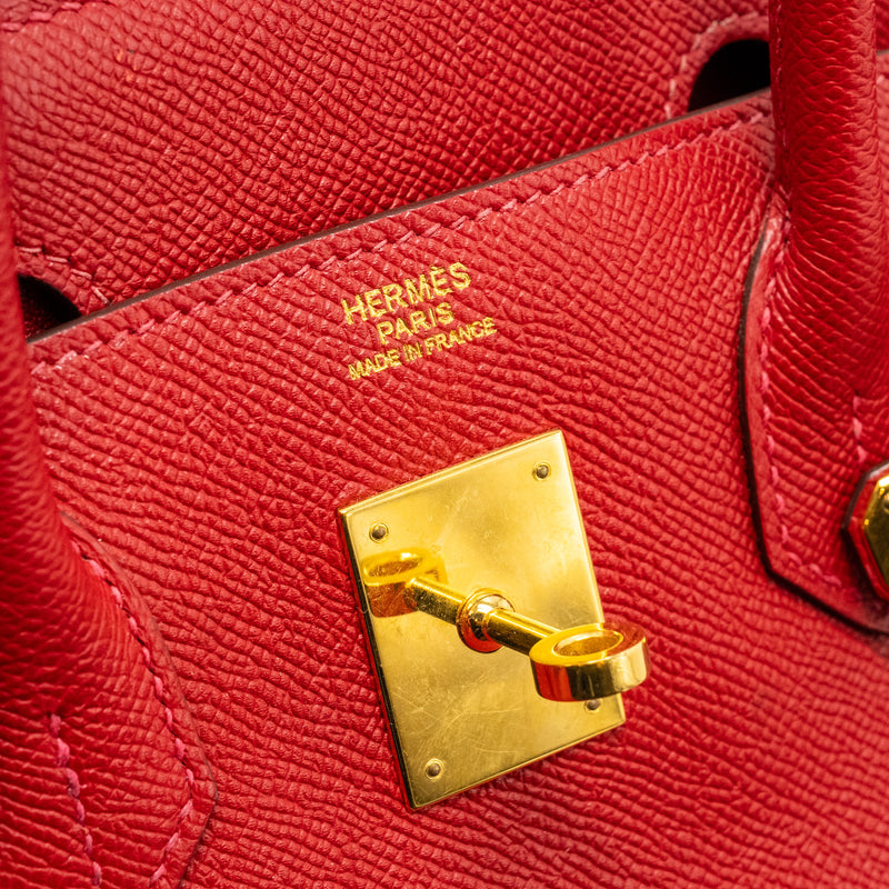 HERMES Birkin 30 Epsom Q5 Rouge Casaque GHW Stamp Square R