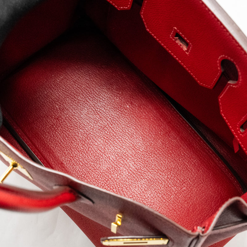 HERMES Birkin 30 Epsom Q5 Rouge Casaque GHW Stamp Square R