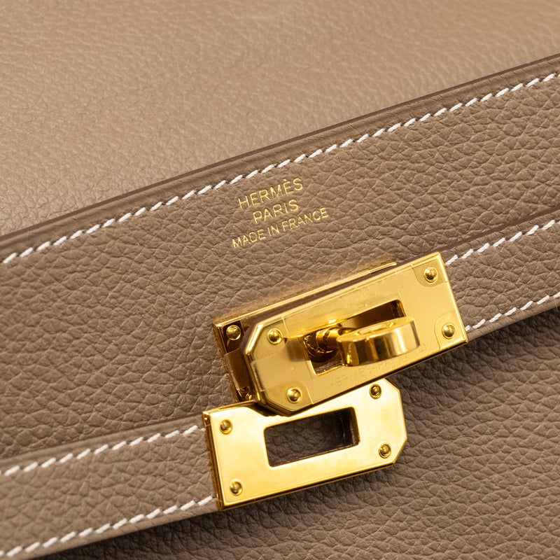 Hermes Kelly To Go Evercolor Etoupe GHW Stamp B