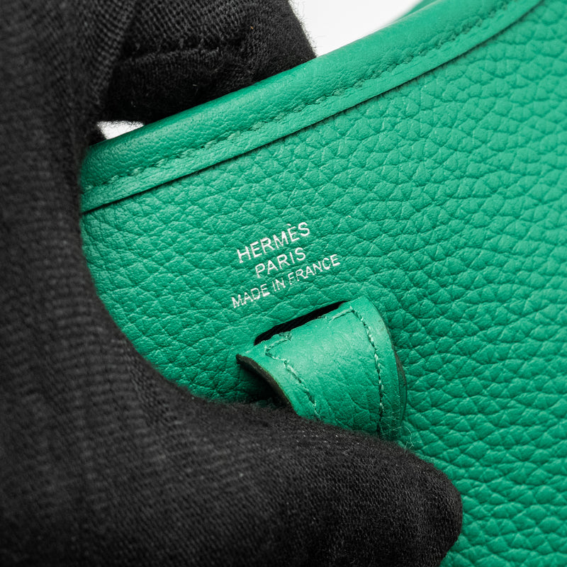 Hermes Mini Evelyne Taurillon Maurice vert jade SHW stamp U