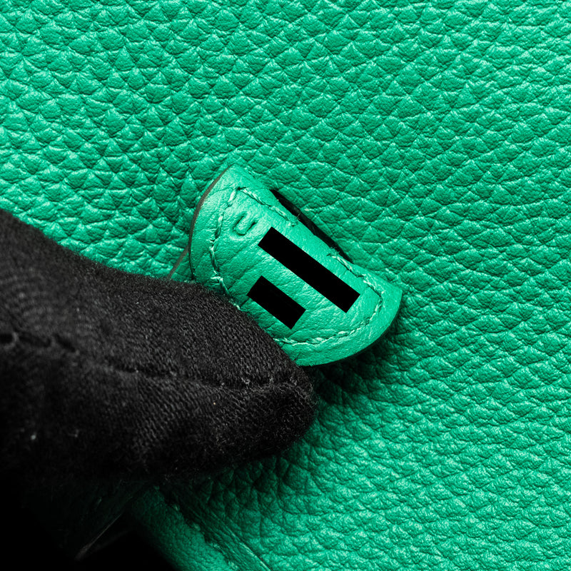 Hermes Mini Evelyne Taurillon Maurice vert jade SHW stamp U