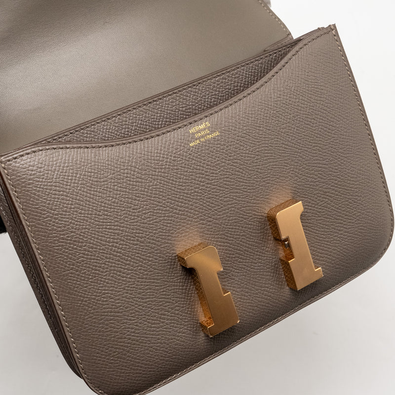 Hermes Mini Constance Epsom Gris Etain RGHW Stamp C