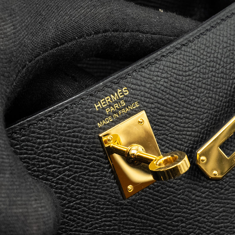 Hermes Kelly 25 Epsom Black GHW Stamp U