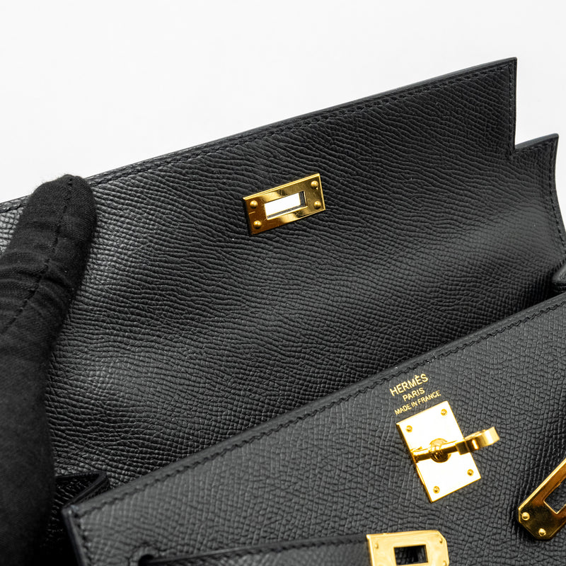 Hermes Kelly 25 Epsom Black GHW Stamp U