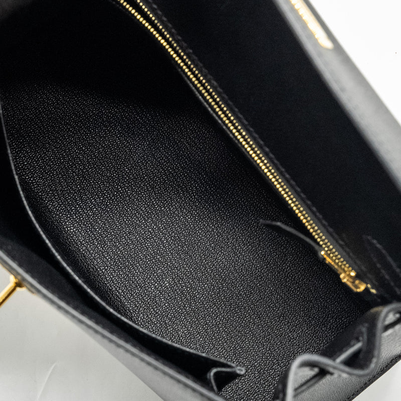 Hermes Kelly 25 Epsom Black GHW Stamp U