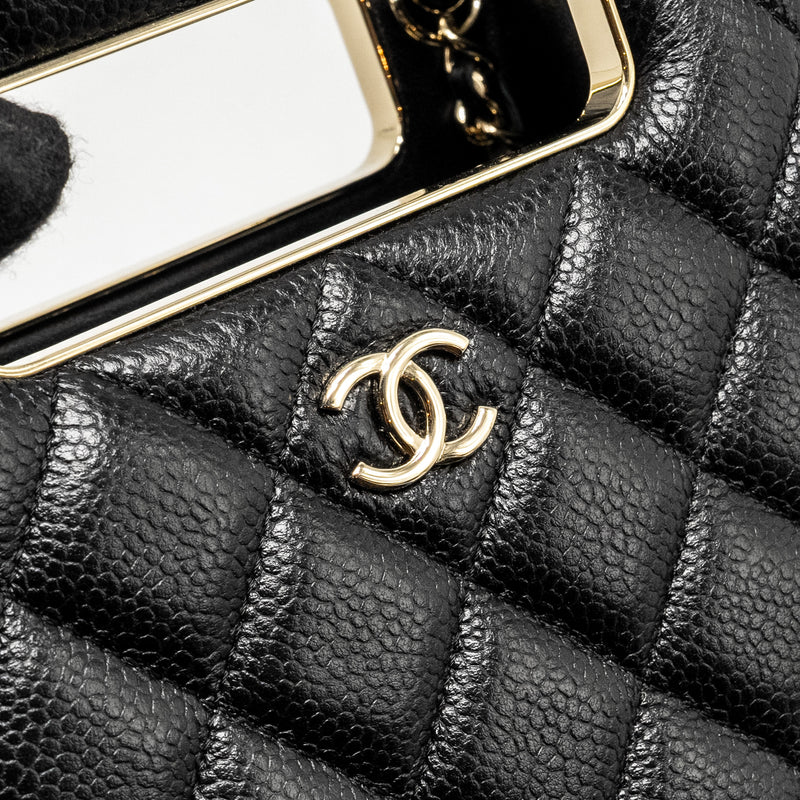 Chanel Quilted Evening Box Bag Caviar Black LGHW (Microchip)