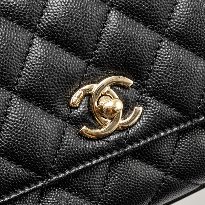 CHANEL Mini Coco Handle Caviar Black LGHW (Microchip)