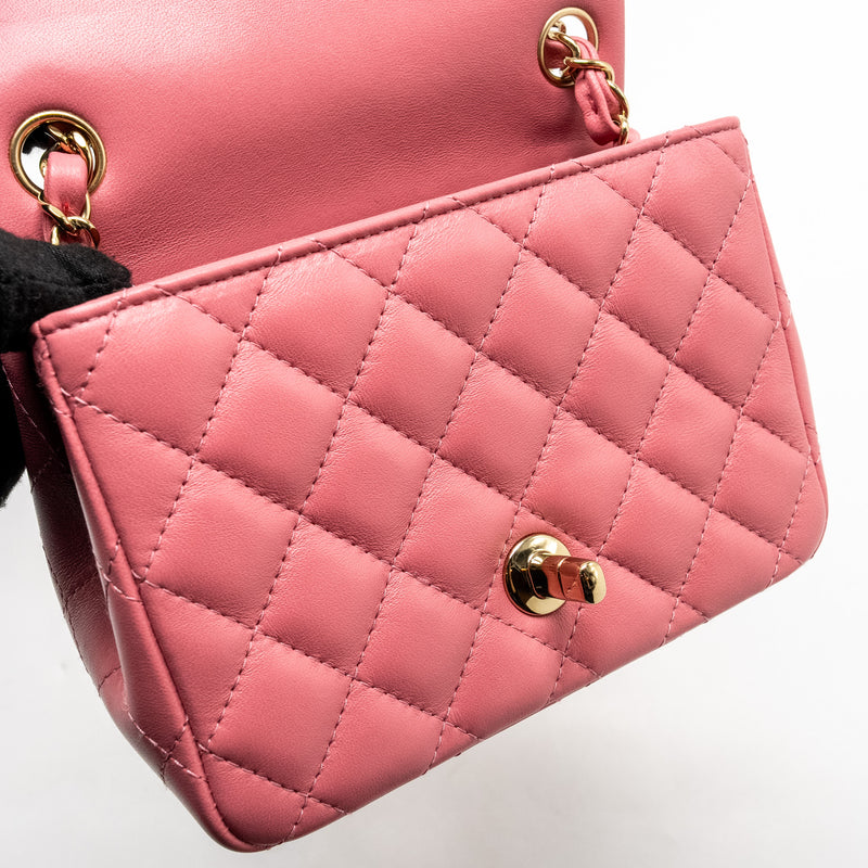 Chanel Mini Square Flap Bag Lambskin PInk LGHW (Microchip)