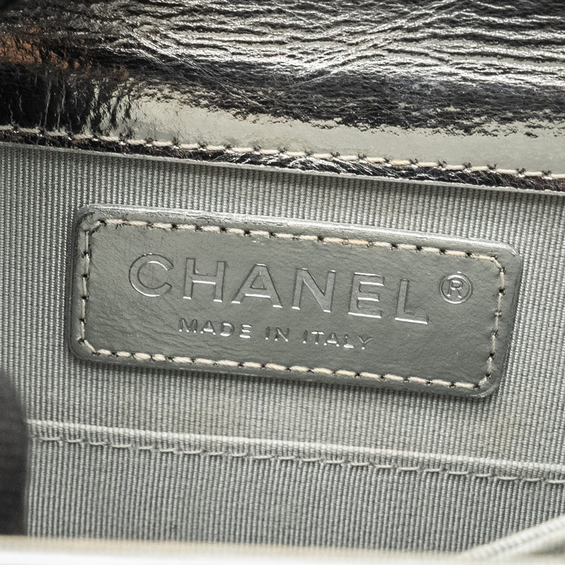 Chanel Boy North South Flap Bag Patent /goatskin Silver Ruthenium Hardware