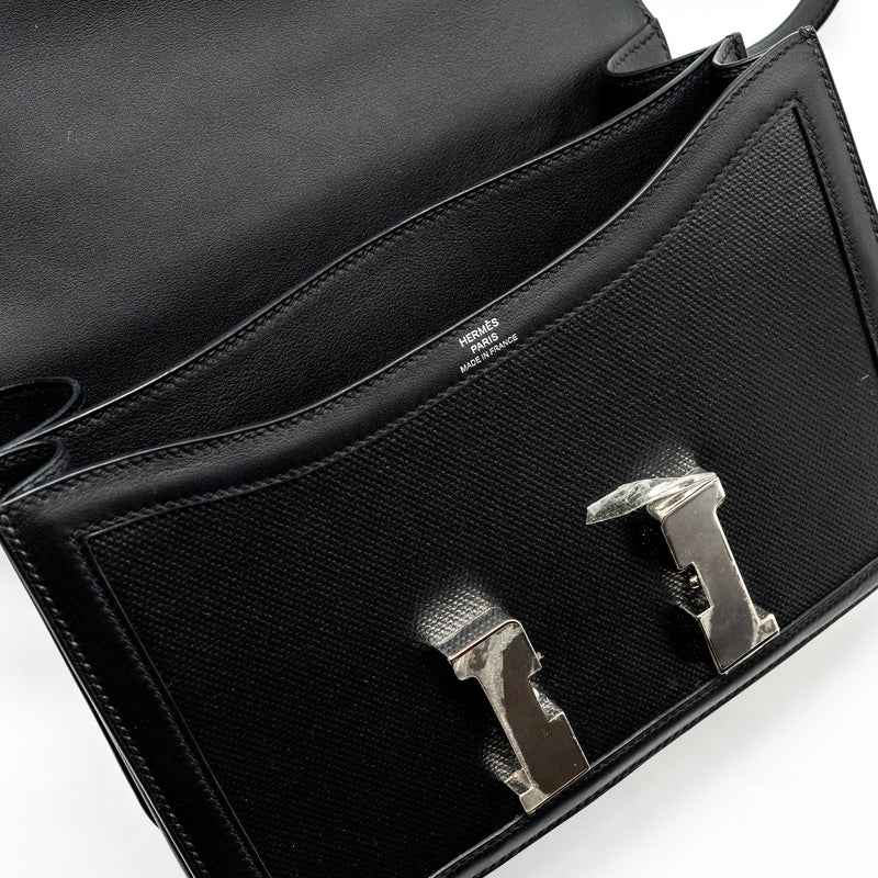 Hermes Constance 24 Toile H Berline/Plume/Swift Black SHW Stamp Y