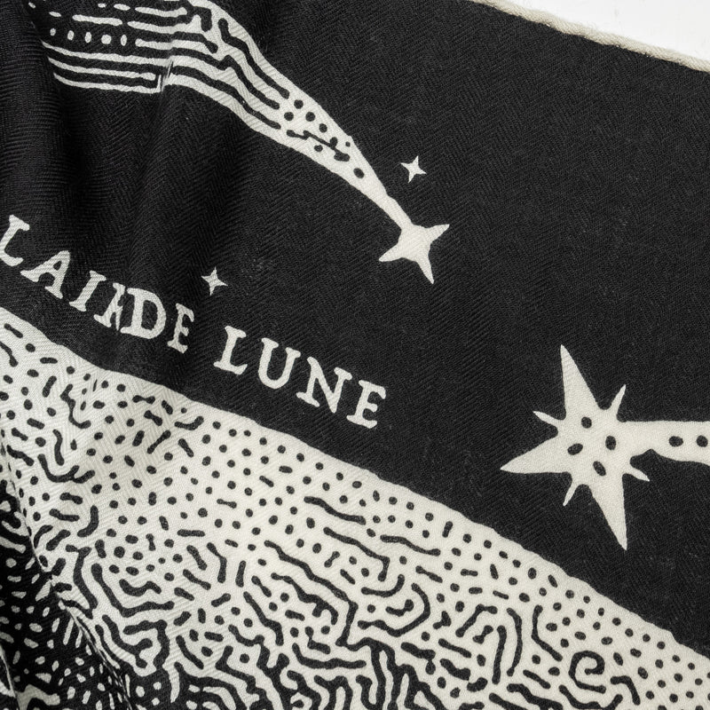 Hermes 140cm Clair De Lune Cashmere/Silk Black/Blanc