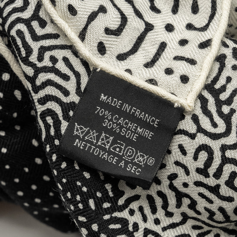 Hermes 140cm Clair De Lune Cashmere/Silk Black/Blanc