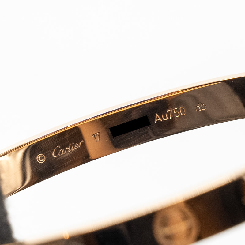 Cartier Size 17 Love Bracelet Rose Gold