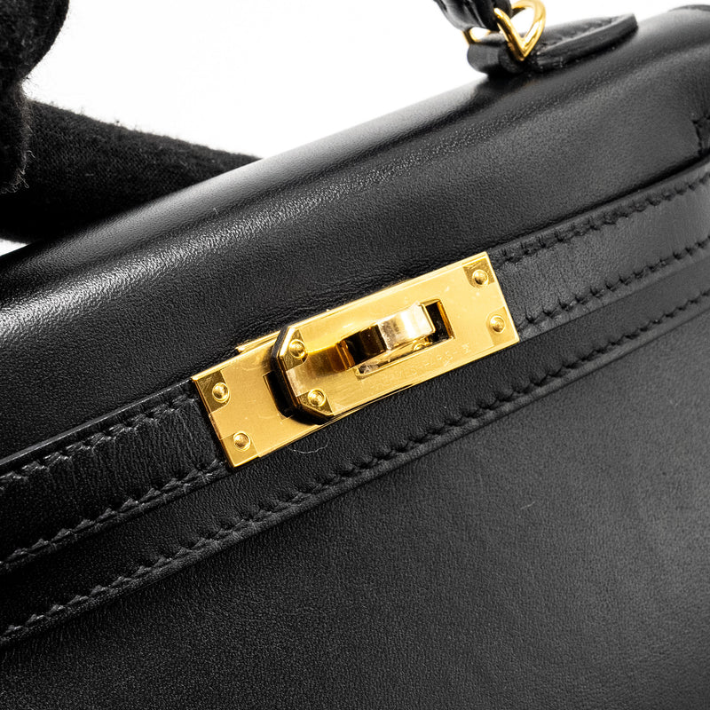 Hermes Mini Kelly Tadelakt Black GHW Stamp B