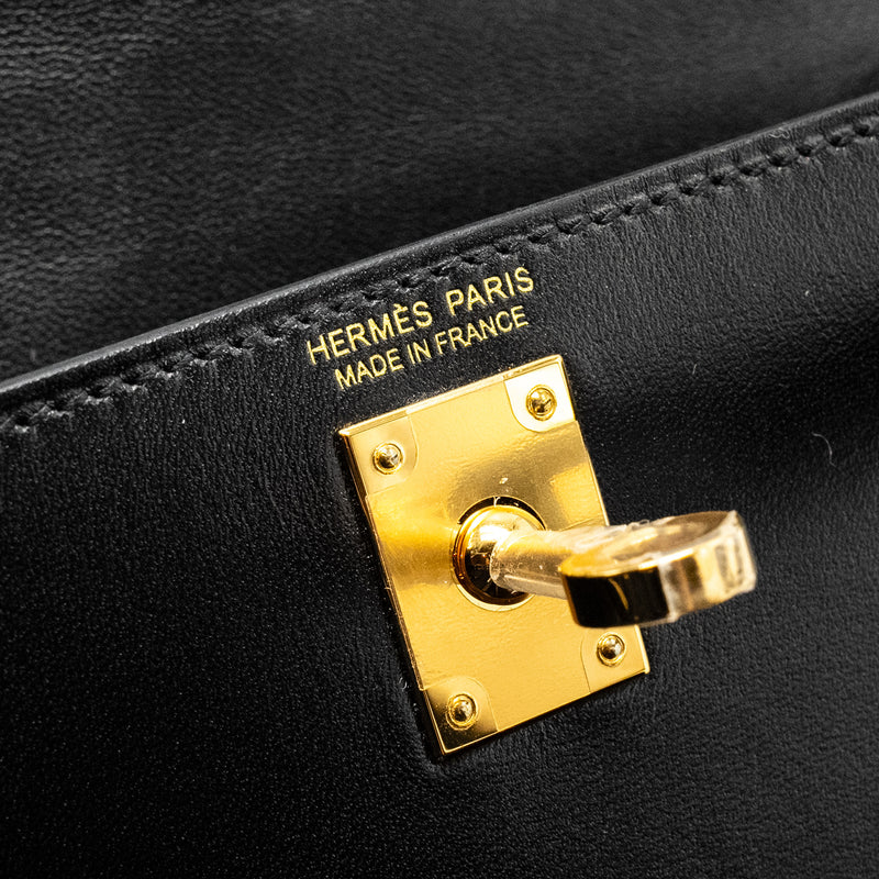 Hermes Mini Kelly Tadelakt Black GHW Stamp B
