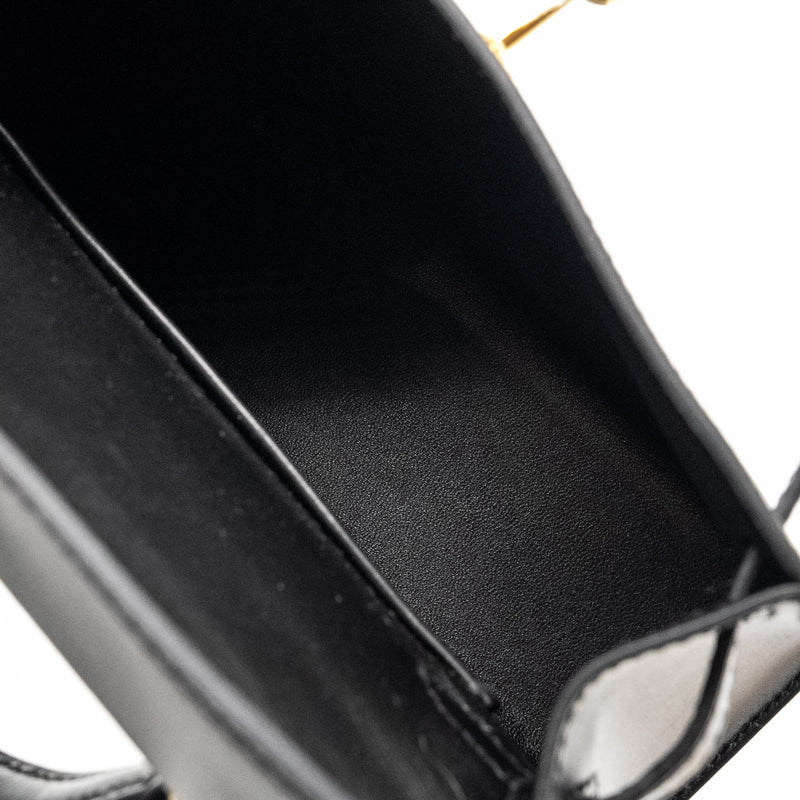 Hermes Mini Kelly Tadelakt Black GHW Stamp B