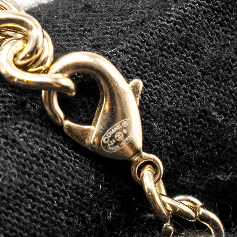 Chanel CC Logo Necklace Light Gold Tone