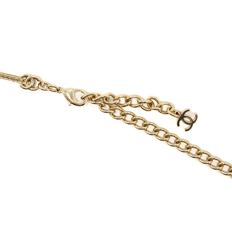 Chanel CC Logo Necklace Light Gold Tone