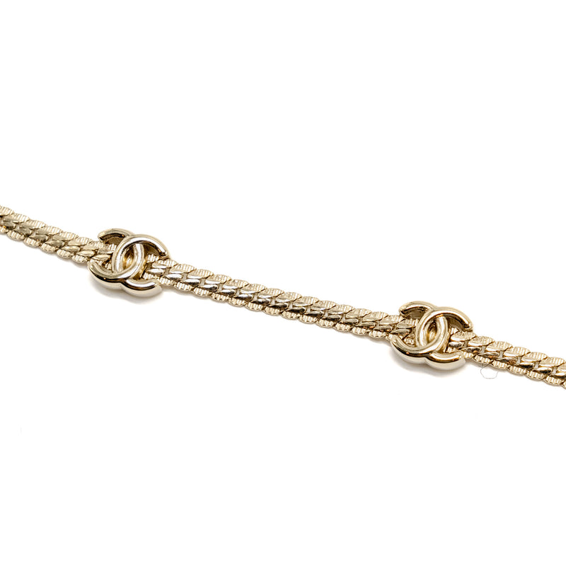 Chanel CC Logo Necklace Light Gold Tone