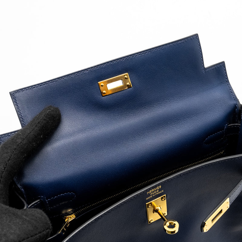 Hermes Kelly 25 Swift Bleu Navy GHW Stamp Y