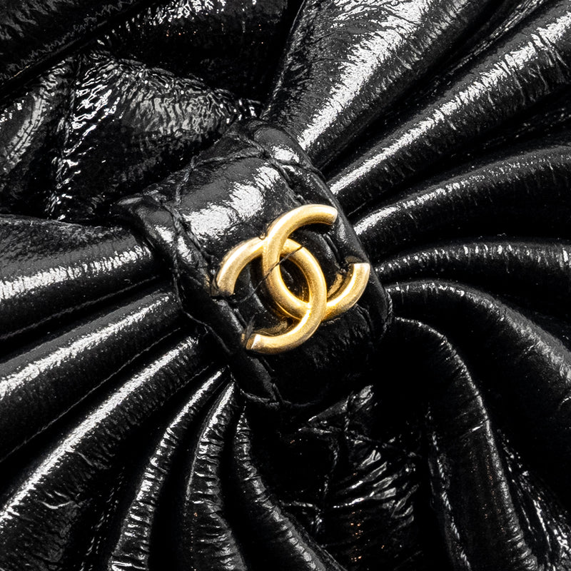 Chanel 24A Bowknot Clutch With Chain patent Crumpled Lambskin/Shiny Lambskin Black GHW (microchip)