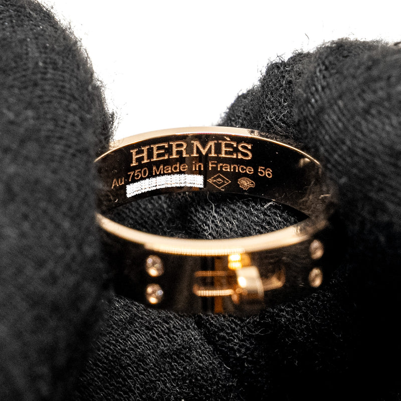 Hermes Size 56 Kelly Ring Small Model Rose Gold, 4 Diamonds