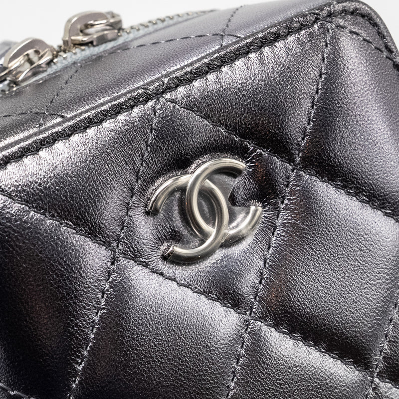 Chanel Mini Quilted Vanity With Giant Chain Lambskin Metallic Grey SHW