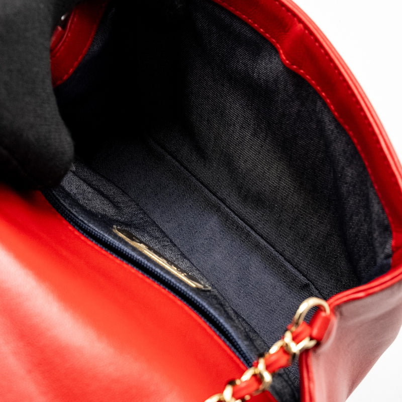 Chanel Mania Flap Bag Lambskin Red LGHW