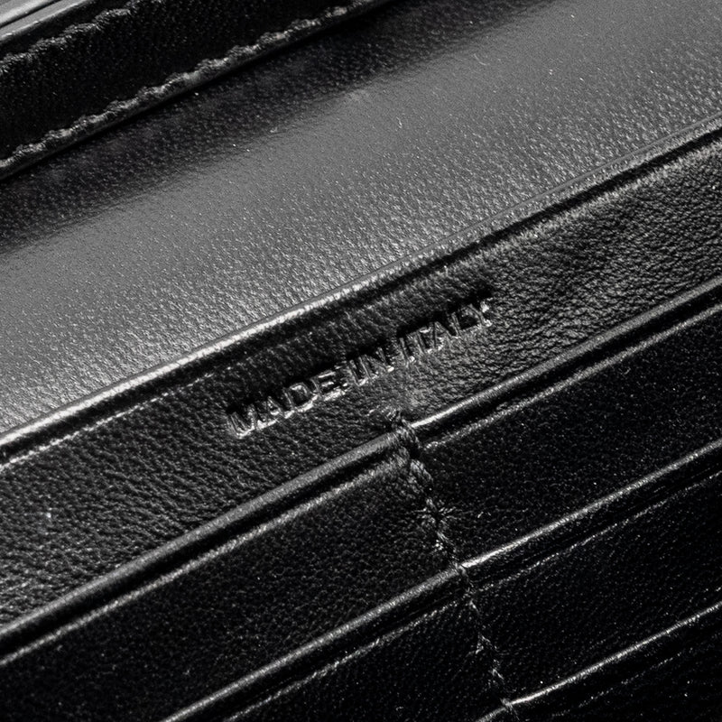 SAINT LAURENT / YSL Classic Chain Wallet Croc-Embossed Calfskin Black SHW