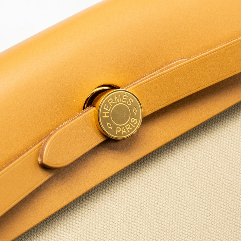 Hermes Herbag 31 zip bag canvas / hunter beton / natural sable GHW stamp U