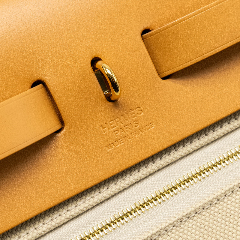 Hermes Herbag 31 zip bag canvas / hunter beton / natural sable GHW stamp U