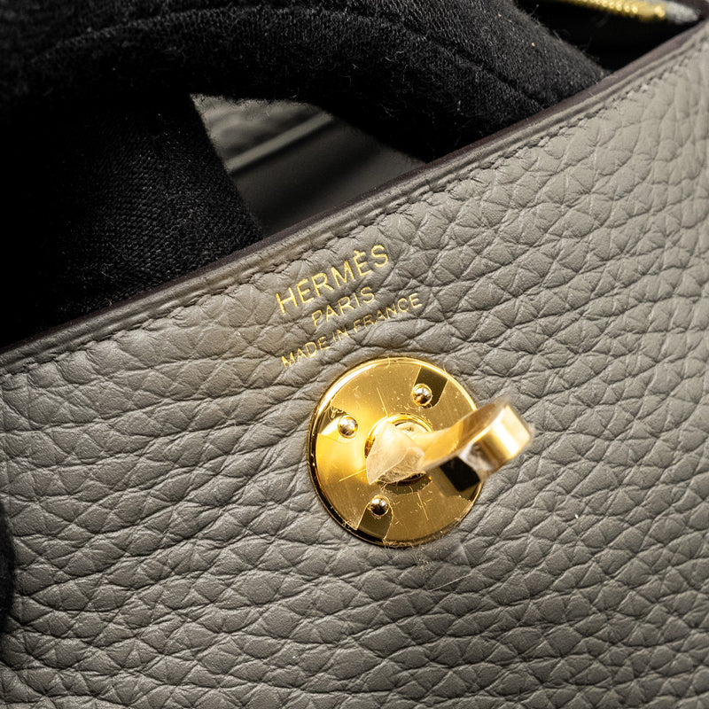 Hermes Mini lindy Clemence Gris Meyer GHW Stamp U
