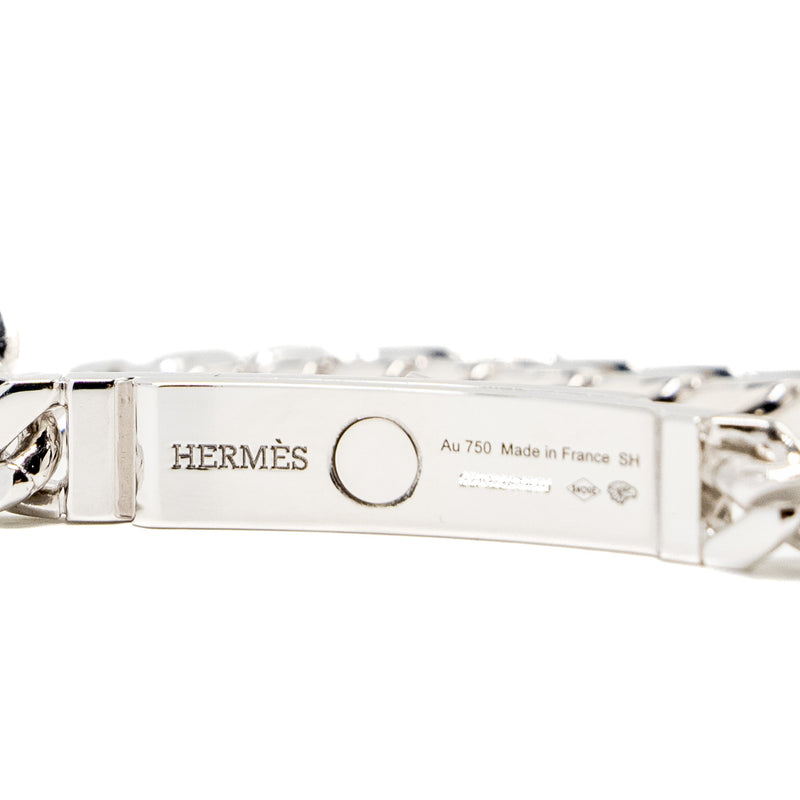 HERMES Size SH Kelly Gourmette Bracelet White Gold, Diamonds